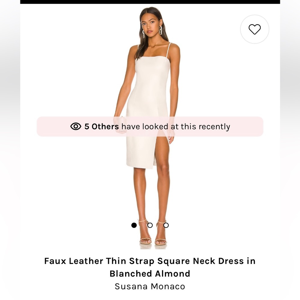 Revolve Susana Manaco FAUX LEATHER THIN STRAP SQUARE NECK DRESS IN ALMOND